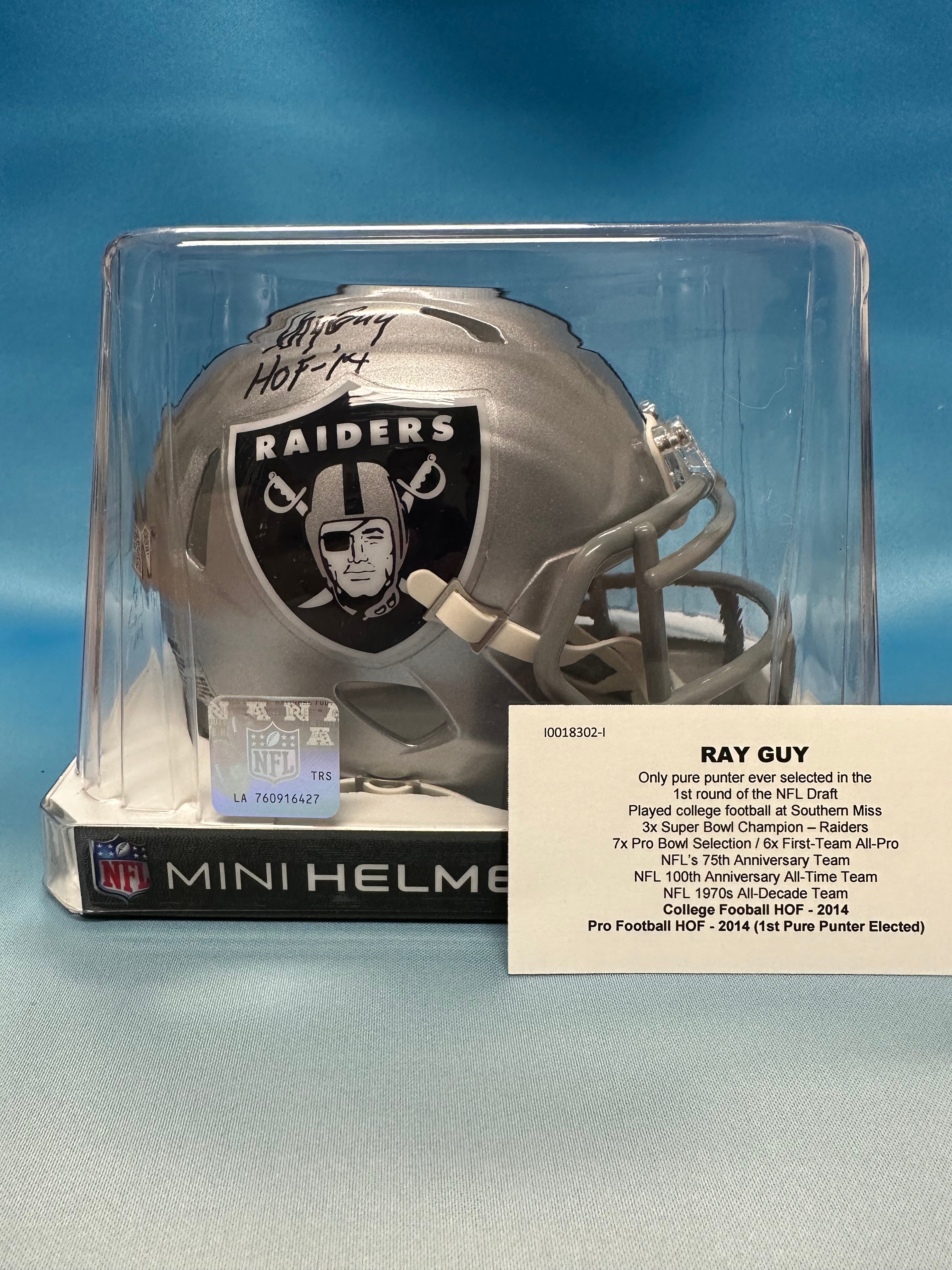 Ray Guy Autographed L.A. Raiders Mini Helmet | Eastridge Sports Cards