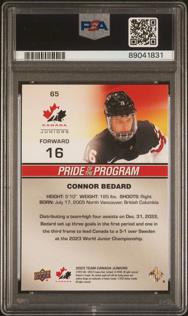 2023-24 Upper Deck Team Canada Juniors #65 Connor Bedard PSA 8 | Eastridge Sports Cards