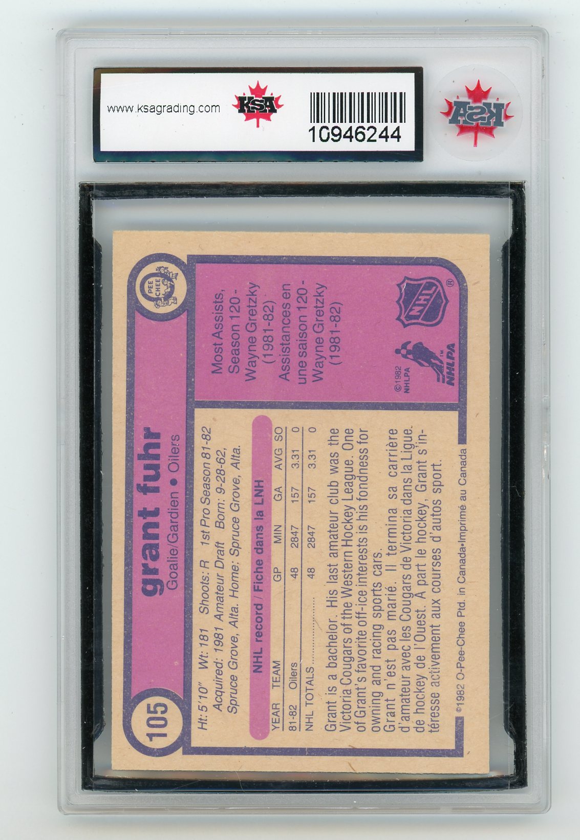 1982-83 O-Pee-Chee #105 Grant Fuhr KSA 8 (Rookie) | Eastridge Sports Cards