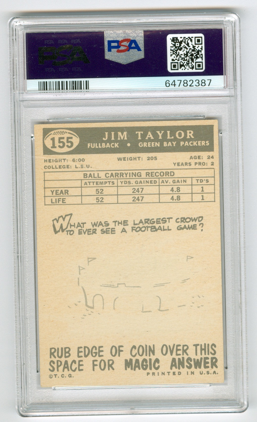1959 Topps #155 Jim Taylor PSA 6 (Rookie) | Eastridge Sports Cards