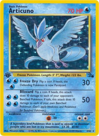 Articuno (002/62) 1st Edition Holofoil [Fossil] - Holo Rare