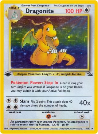 Dragonite (004/62) 1st Edition Holofoil [Fossil] - Holo Rare