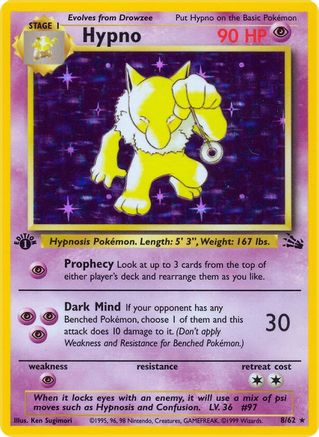 Hypno (008/62) 1st Edition Holofoil [Fossil] - Holo Rare