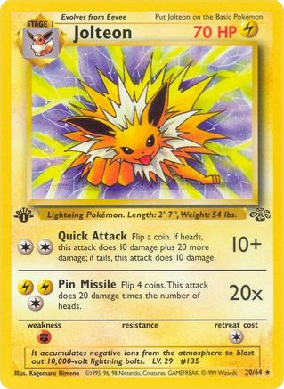 Jolteon (020/64) 1st Edition [Jungle] - Rare