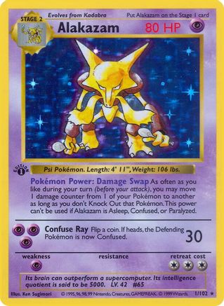 Alakazam (1) 1st Edition Holofoil [Base Set Shadowless] - Holo Rare