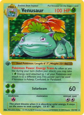 Venusaur (15/102) 1st Edition Holofoil [Base Set Shadowless] - Holo Rare