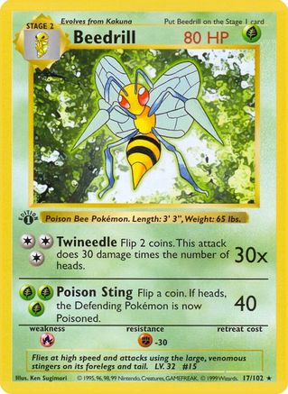 Beedrill (017/102) 1st Edition [Base Set Shadowless] - Rare