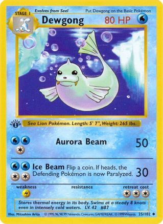 Dewgong (025) 1st Edition [Base Set Shadowless] - Uncommon