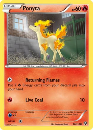 Ponyta (016/114) Reverse Holofoil [Steam Siege] - Common