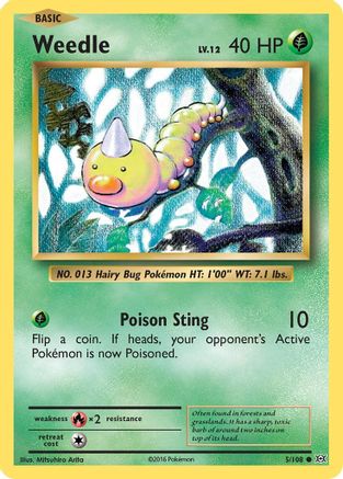 Weedle (005/108) Reverse Holofoil [Evolutions] - Common
