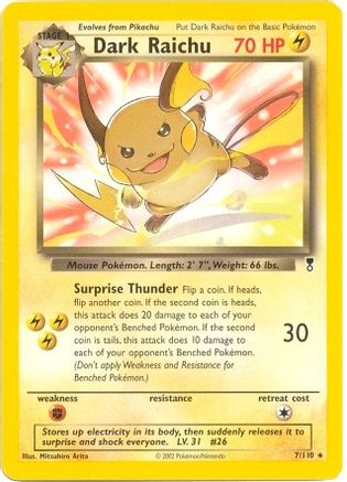Dark Raichu (WotC Legendary Collection) (7/110) [Deck Exclusives] - Rare