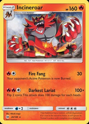 Incineroar (026/149) Reverse Holofoil [SM Base Set] - Rare