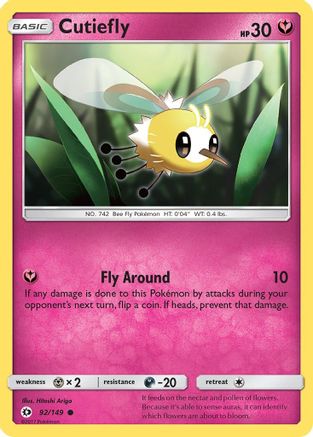 Cutiefly (092/149) Reverse Holofoil [SM Base Set] - Common