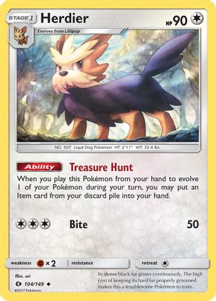 Herdier (104/149) Reverse Holofoil [SM Base Set] - Uncommon