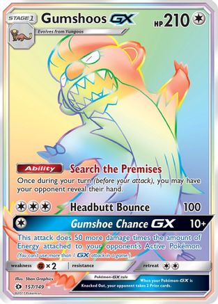 Gumshoos GX (Secret) (157/149) Holofoil [SM Base Set] - Secret Rare