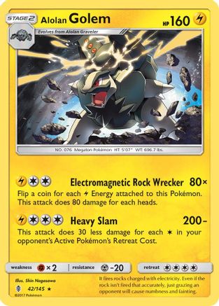 Alolan Golem (042/145) Reverse Holofoil [Guardians Rising] - Holo Rare