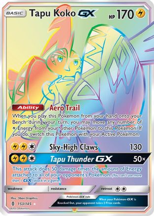 Tapu Koko GX (Secret) (153/145) Holofoil [Guardians Rising] - Secret Rare