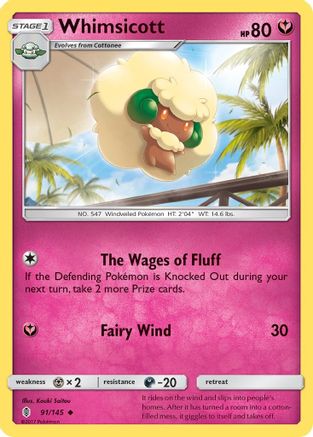 Whimsicott (091/145) Reverse Holofoil [Guardians Rising] - Uncommon
