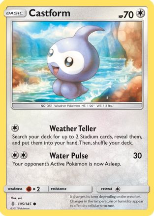 Castform (105/145) Reverse Holofoil [Guardians Rising] - Common