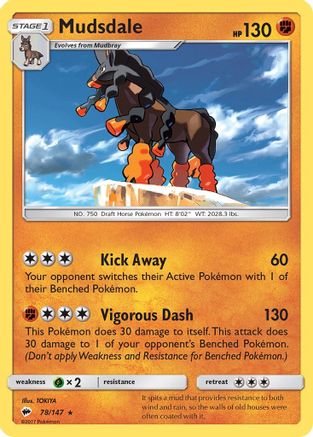 Mudsdale (78/147) Reverse Holofoil [Burning Shadows] - Rare