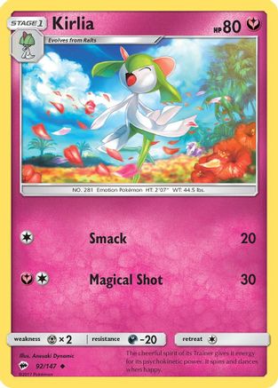 Kirlia (092/147) Reverse Holofoil [Burning Shadows] - Uncommon