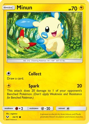 Minun (034/73) Reverse Holofoil [Shining Legends] - Common
