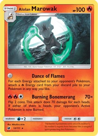 Alolan Marowak (012/111) Reverse Holofoil [Crimson Invasion] - Holo Rare