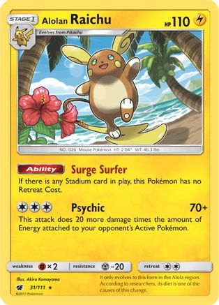 Alolan Raichu (031/111) Holofoil [Crimson Invasion] - Holo Rare