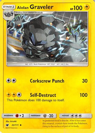 Alolan Graveler (33/111) Reverse Holofoil [Crimson Invasion] - Uncommon
