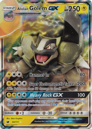 Alolan Golem GX (034/111) Holofoil [Crimson Invasion] - Ultra Rare