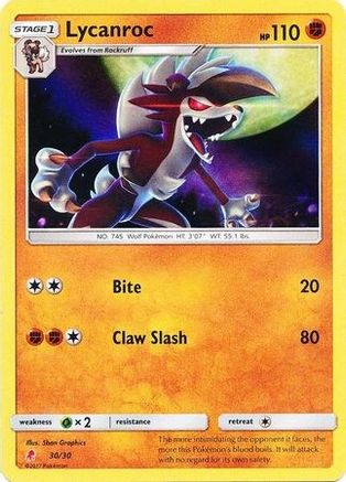 Lycanroc (#30 Holofoil) (30) Holofoil [SM Trainer Kit Lycanroc & Alolan Raichu] - Uncommon