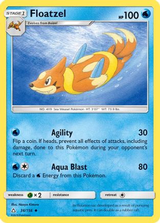 Floatzel (036/156) Reverse Holofoil [Ultra Prism] - Uncommon