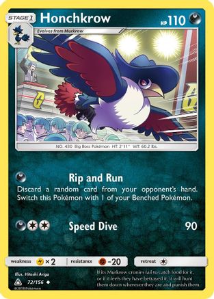 Honchkrow (72/156) Reverse Holofoil [Ultra Prism] - Uncommon