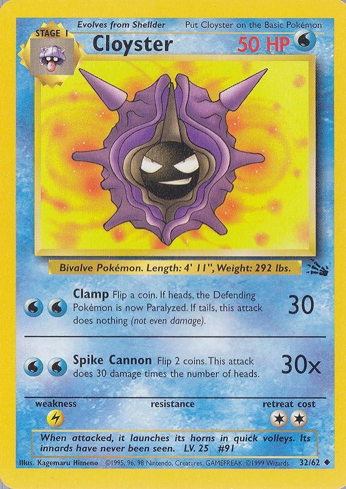 Cloyster (032/62) Unlimited [Fossil] - Uncommon