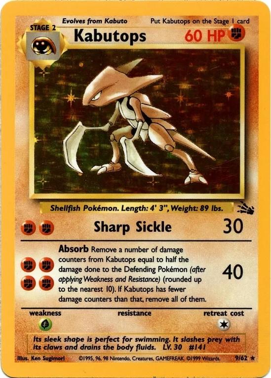 Kabutops (009/62) Unlimited Holofoil [Fossil] - Holo Rare