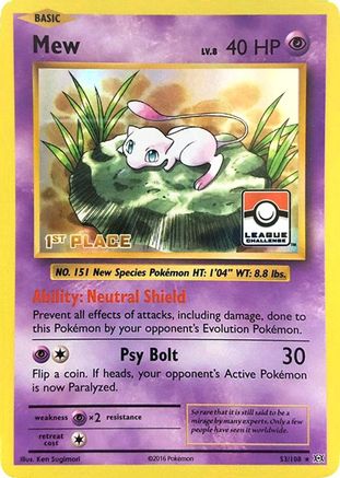 Mew (League Challenge) [1st Place] (53/108) Holofoil [League & Championship Cards] - Promo