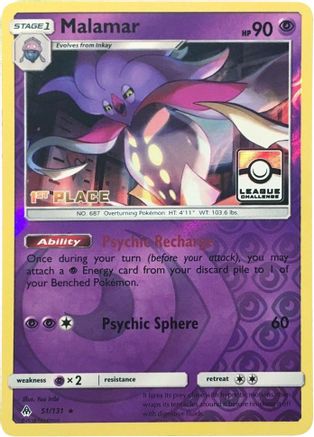 Malamar (League Challenge) [1st Place] (51/131) Reverse Holofoil [League & Championship Cards] - Promo