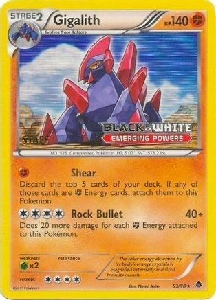 Gigalith (Prerelease) [Staff] (53/98) Holofoil [Black and White Promos] - Promo