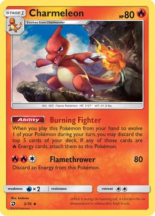 Charmeleon (002/70) Reverse Holofoil [Dragon Majesty] - Uncommon