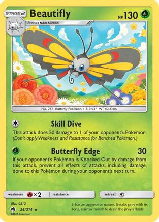 Beautifly (26/214) Reverse Holofoil [Lost Thunder] - Rare