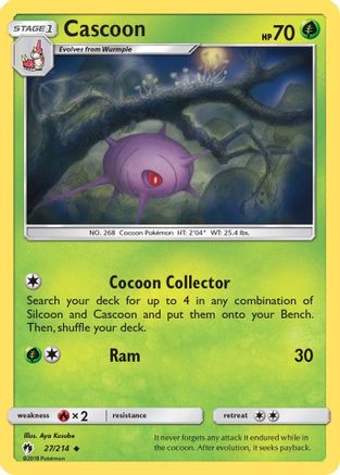 Cascoon (27/214) Reverse Holofoil [Lost Thunder] - Uncommon