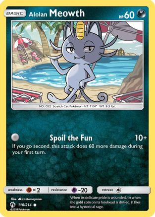 Alolan Meowth (118/214) Reverse Holofoil [Lost Thunder] - Common