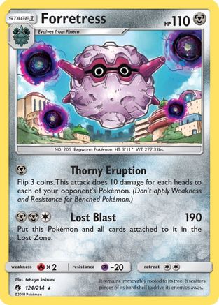 Forretress (124/214) Reverse Holofoil [Lost Thunder] - Rare