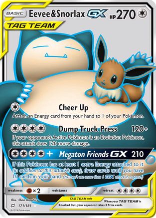 Eevee & Snorlax GX (Full Art) (171/181) Holofoil [Team Up] - Ultra Rare