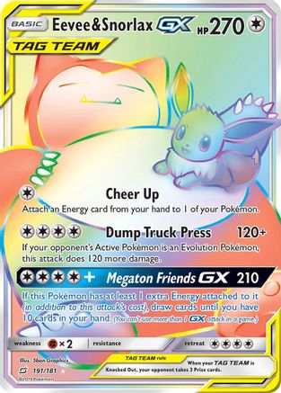 Eevee & Snorlax GX (Secret) (191/181) Holofoil [Team Up] - Secret Rare