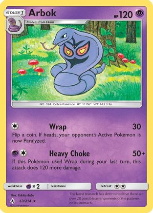 Arbok (063/214) Reverse Holofoil [Unbroken Bonds] - Rare