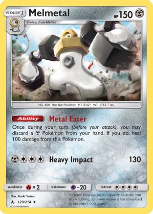 Melmetal (129/214) Reverse Holofoil [Unbroken Bonds] - Holo Rare