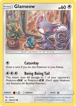 Glameow (159/214) Reverse Holofoil [Unbroken Bonds] - Common