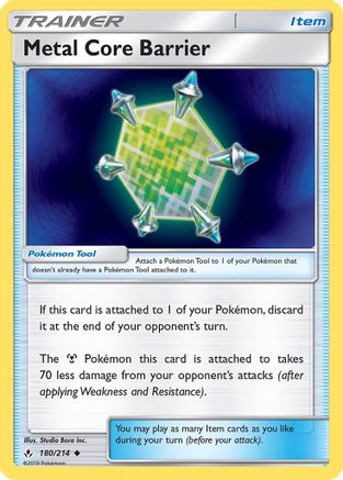 Metal Core Barrier (180/214) Reverse Holofoil [Unbroken Bonds] - Uncommon
