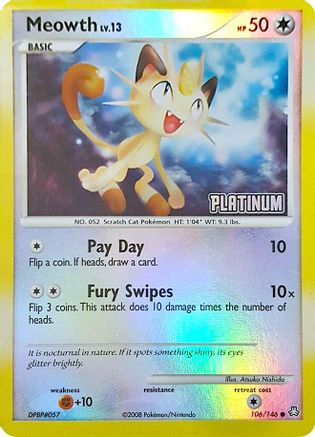 Meowth [Platinum] (106/146) Reverse Holofoil [Burger King Promos] - Promo